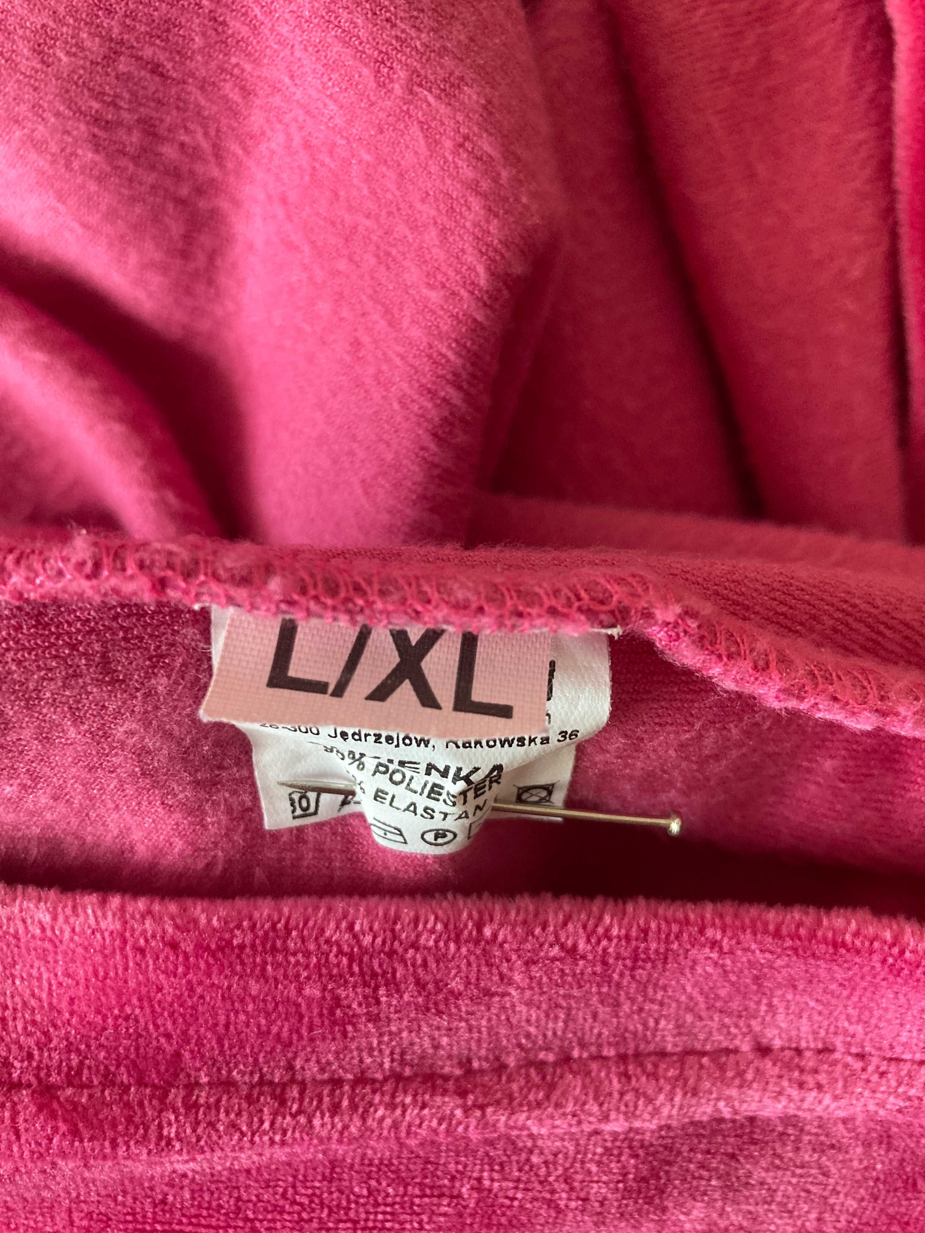 Werdana różowa sukienka welurowa L/XL