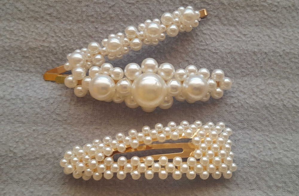 Шпилька, заколка, затискач з перлами 3 шт.