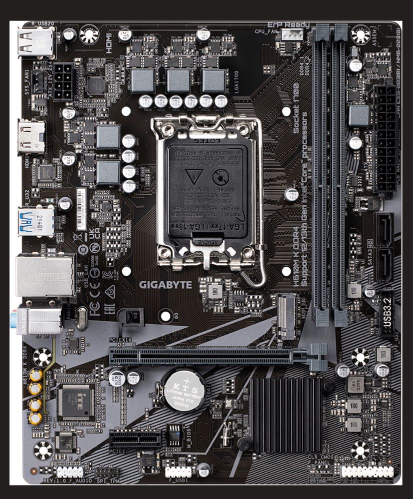 Материнская плата Gygabite Н610М К DDR4 ( s1700, Intel H610,  PSI-EX16