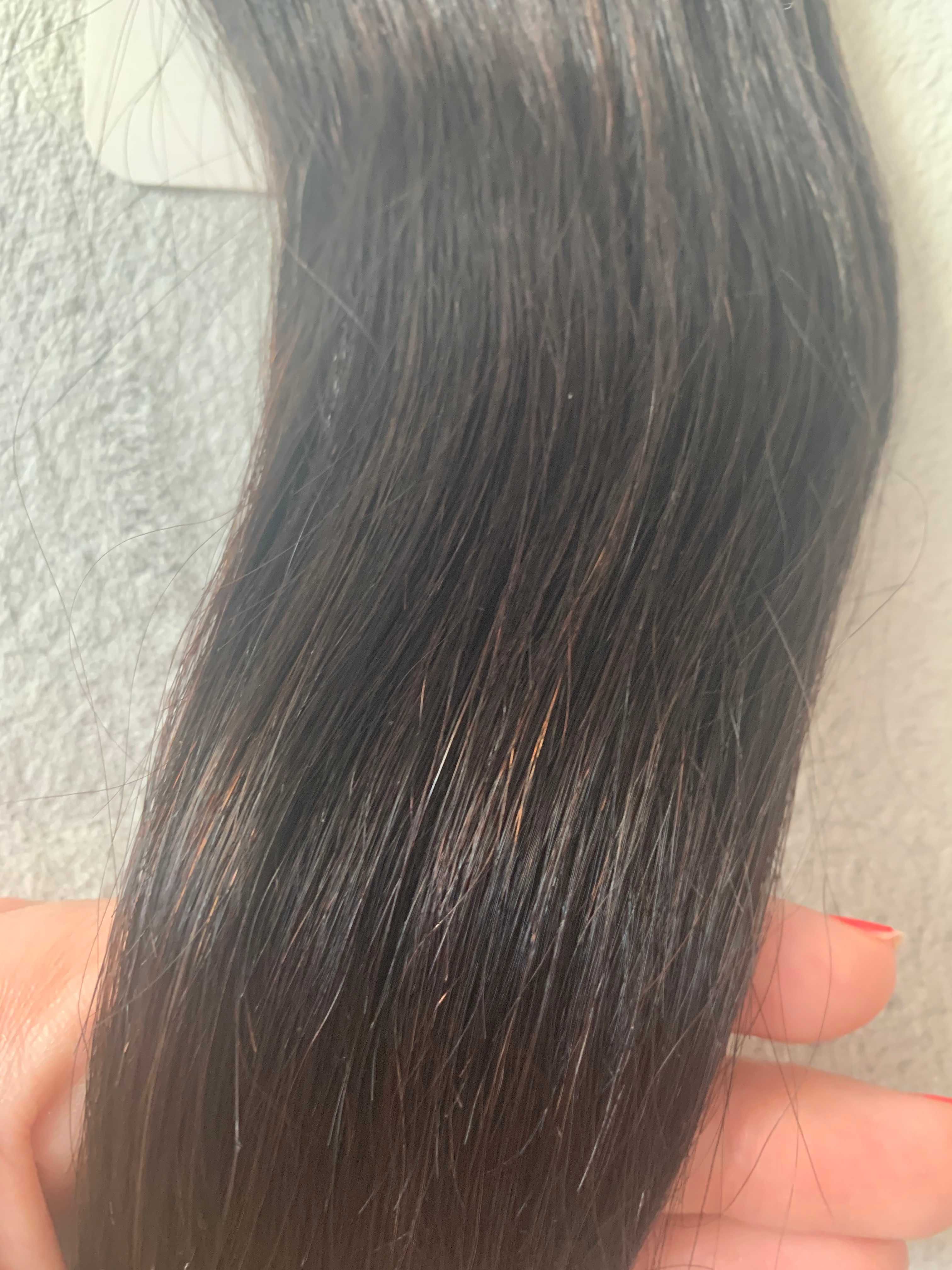 Włosy doczepiane naturalne remy czarne krótkie typu weft 32 cm 50 gram