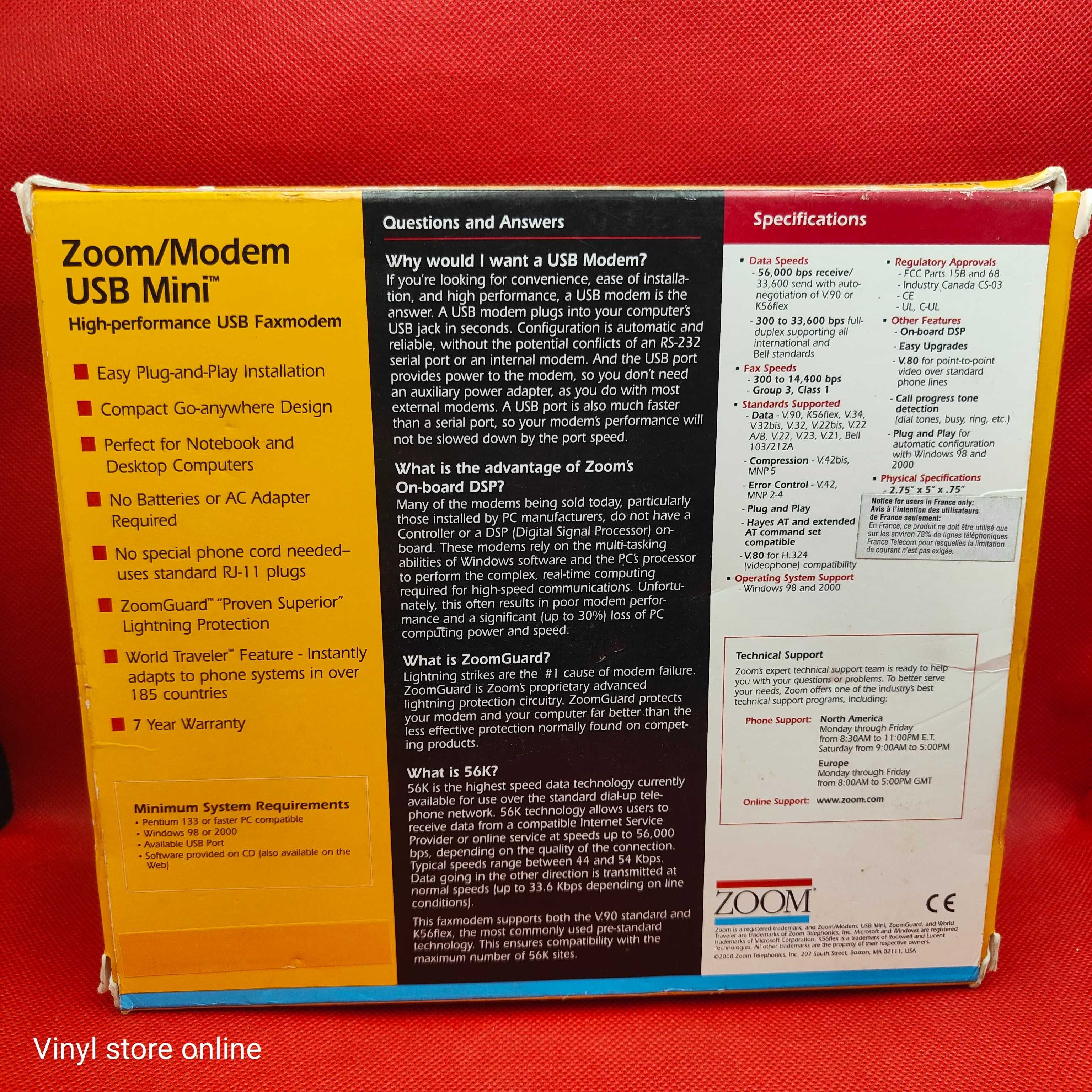 Modem Zoom 56k v.90 model 2990 for win 98 and 2000