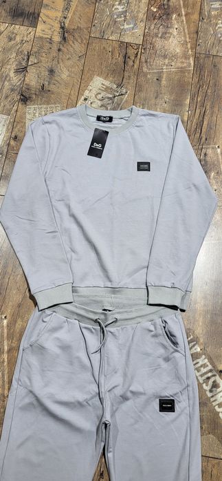 Dres męski bez kaptura szary logo bawełna melanż logo M