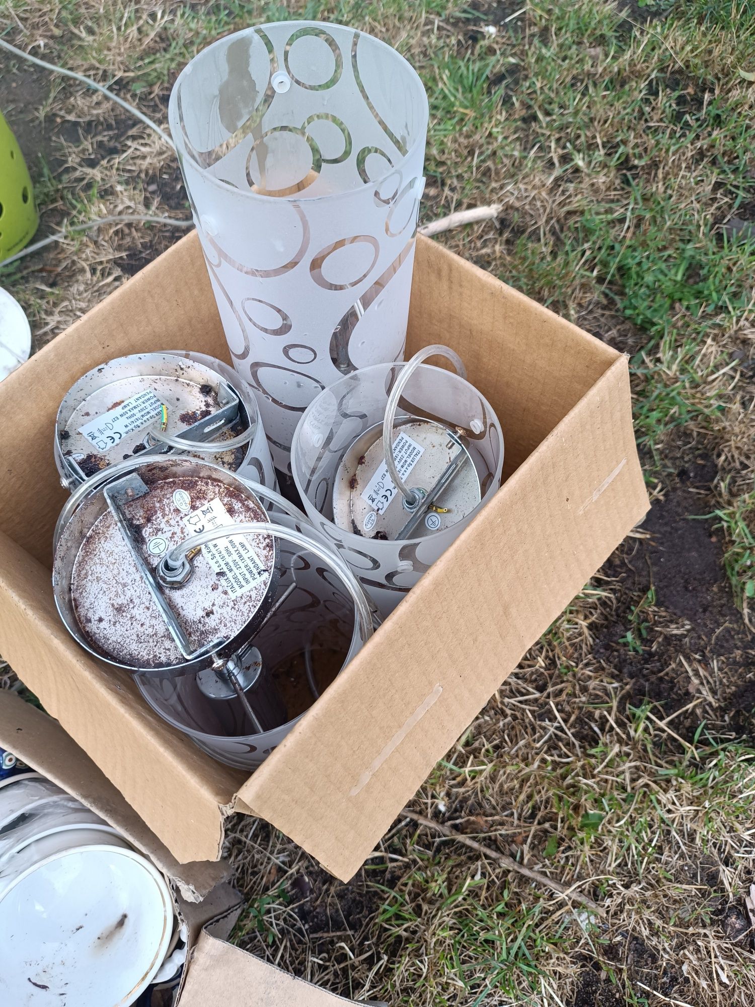 Lampy wiszące kremowe przezroczyste x4