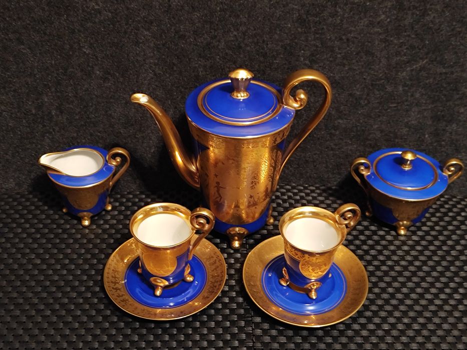 Porcelana Wiedeń Serwis  Tet- Ta -Tet J.Kuba Karlsbad Złoto 24 K