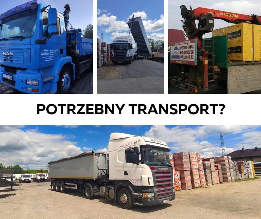 Transport busem, wywrotka 1-25t, usługi HDS, palety piach cała Polska