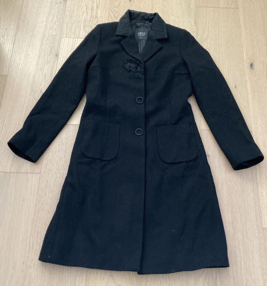 Płaszcz elegancki jesienny czarny Simple rozmiar 36 !!!