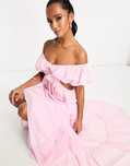 Asos Design 36 S Petite Sukienka Z Falbanami Pink J29423