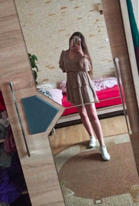 Sukienka reserved XS siateczki siateczkowa rozkloszowana panterka