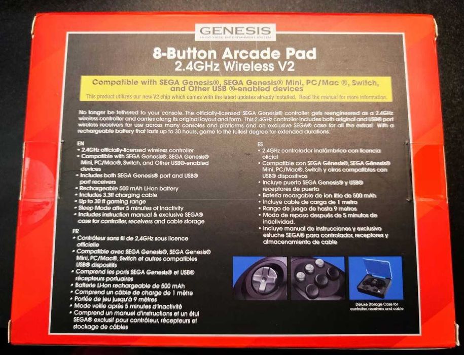Retro-Bit 2.4GHz Wireless Controller 8-Button Sega Genesis/Mini Black
