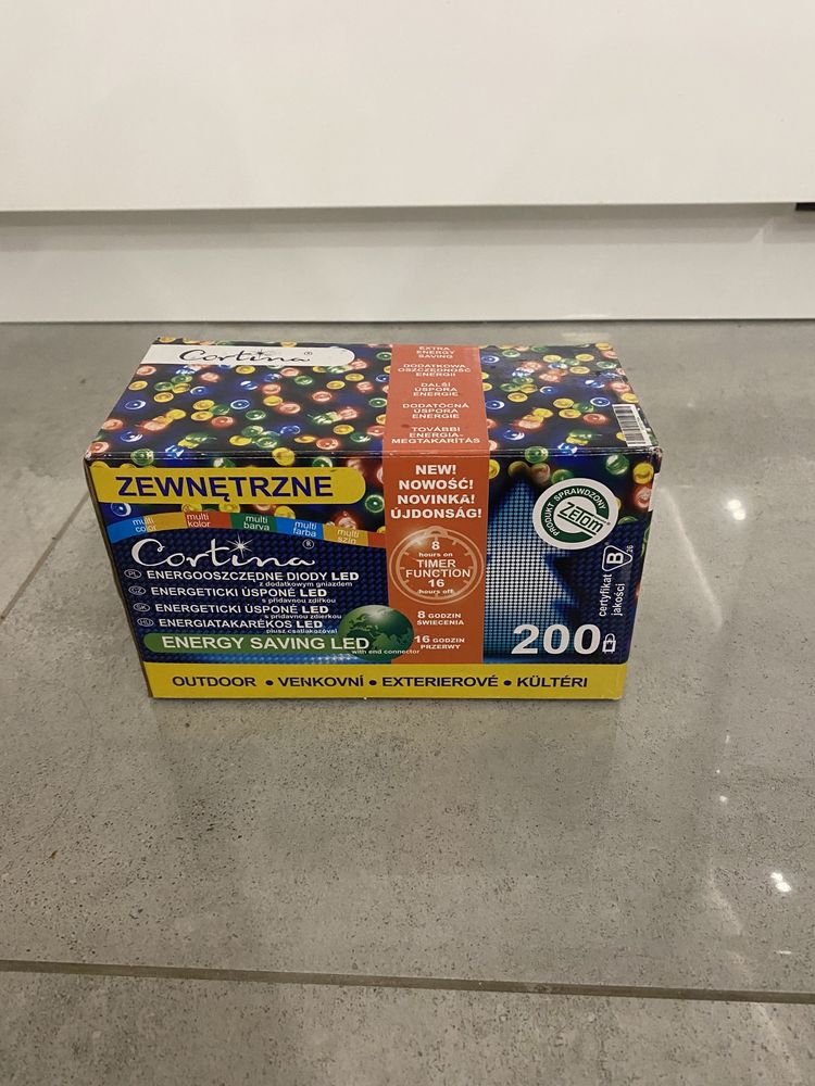 Lampki 200 led z dodatkowym gniazdem i timerem, multi, zewnętrzne