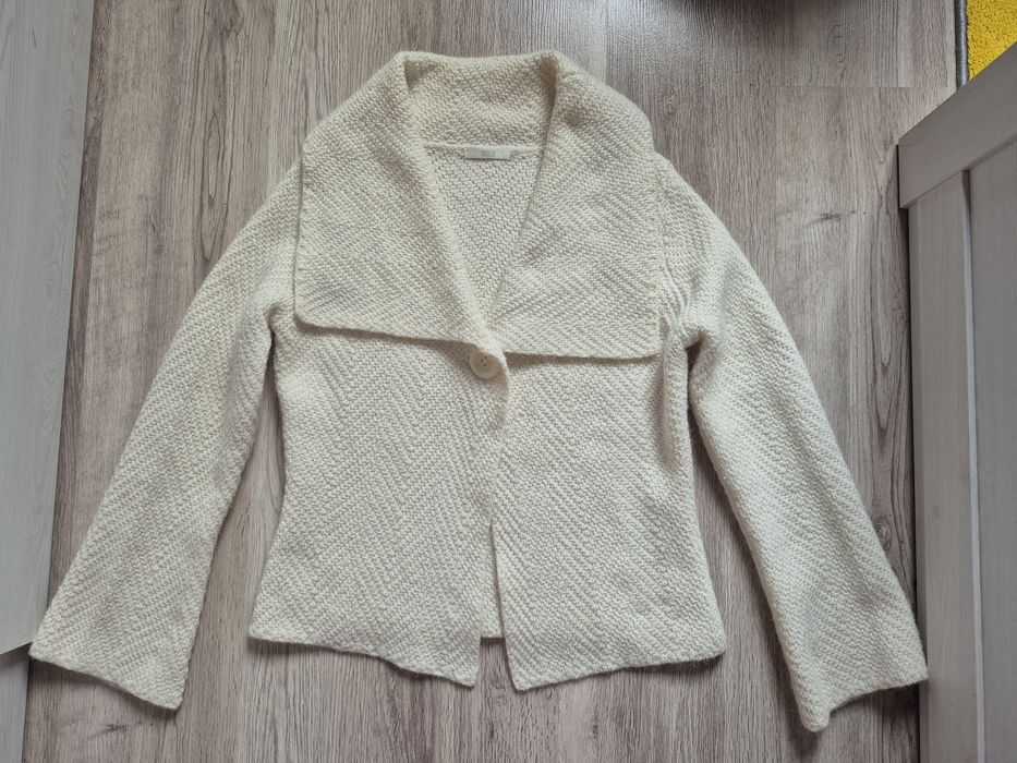 Marks&Spencer kremowy sweter kardigan z alpaką r. 40-44