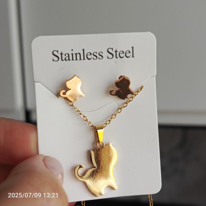 Nowy komplet stal nierdzewna kolczyki plus kolczyki kotki