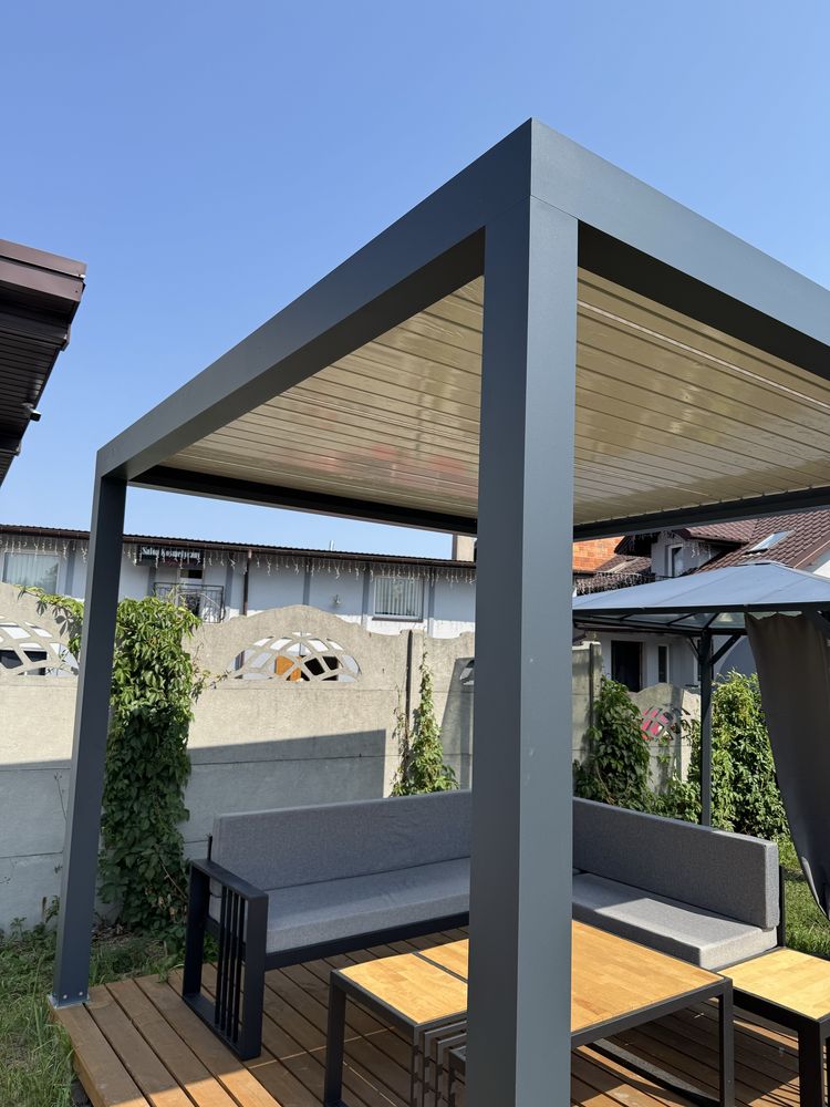 Pergola aluminowa 3x3 3x4 3x5 elektryczna LED RGB biały dach