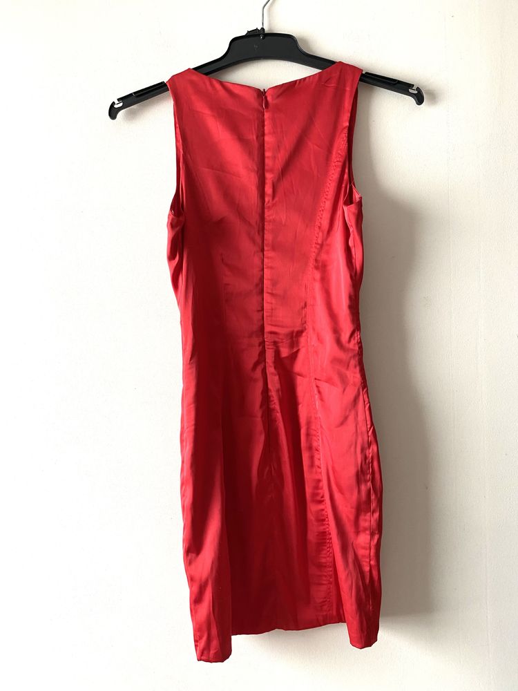 Oh Polly czerwona satynowa gorsetowa sukienka mini