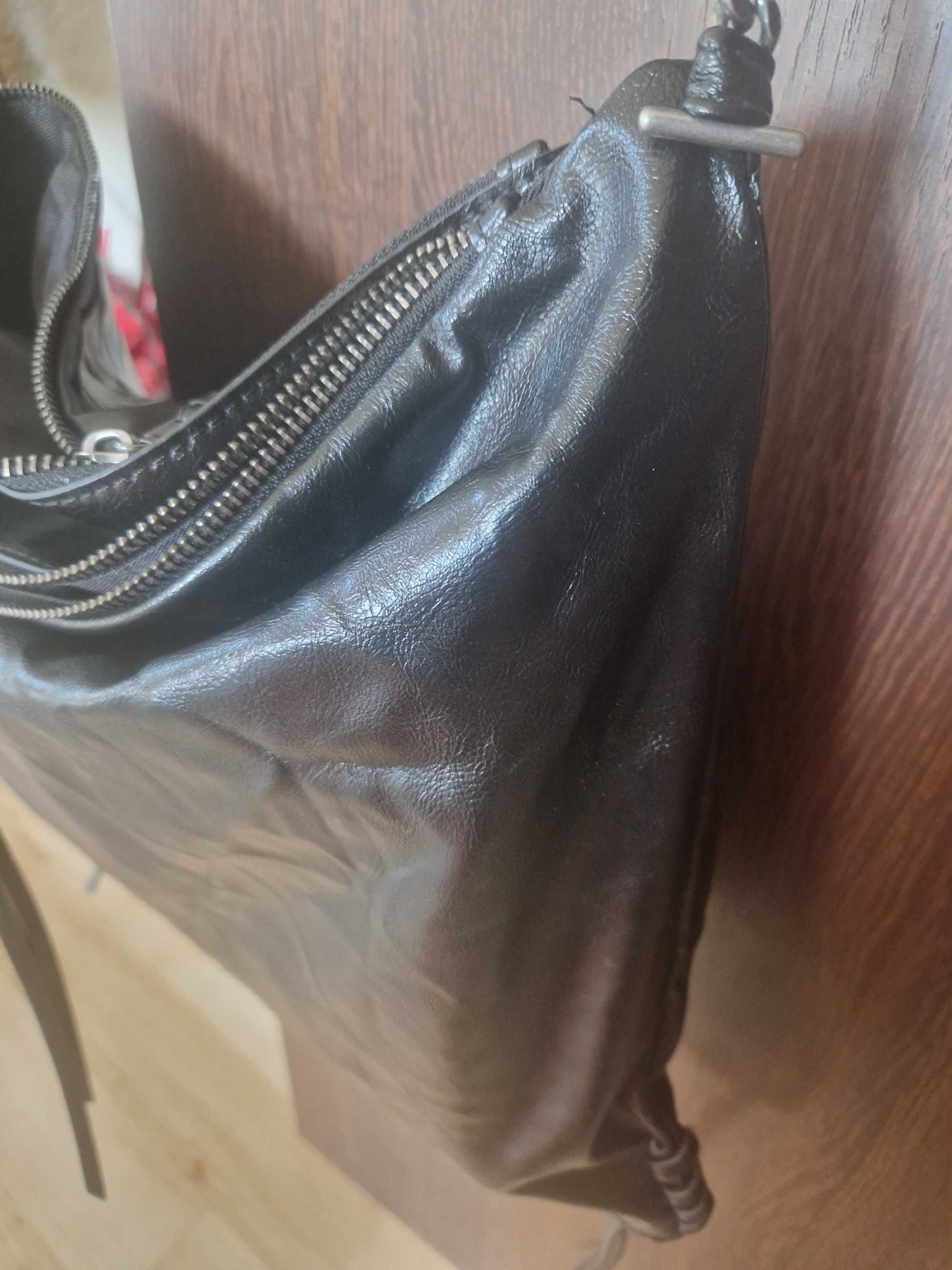 Torebka  damska  XXL shopper  czarna  skóra  ekologiczna  Zara
