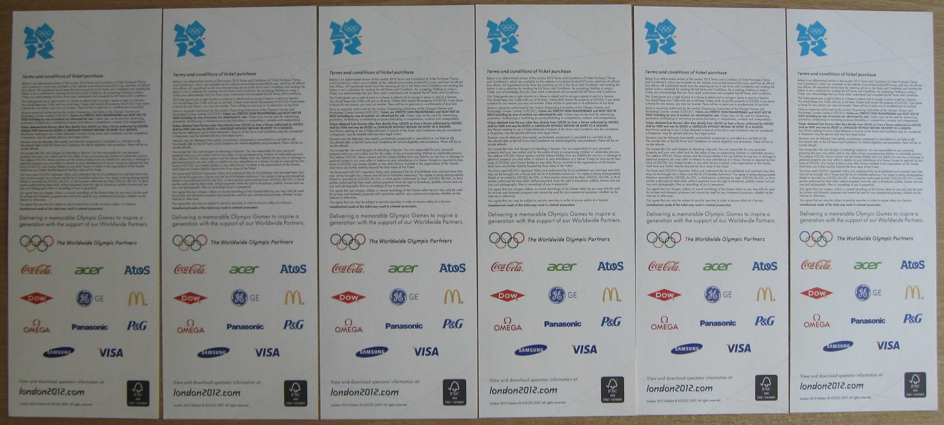 Bilety repliki olimpiada Londyn 2012 piłka nożna 6 szt + gratis