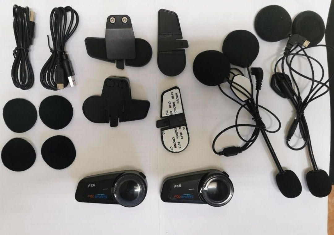 Auriculares/intercomunicador Bluetooth Capacete conferência 6 motards