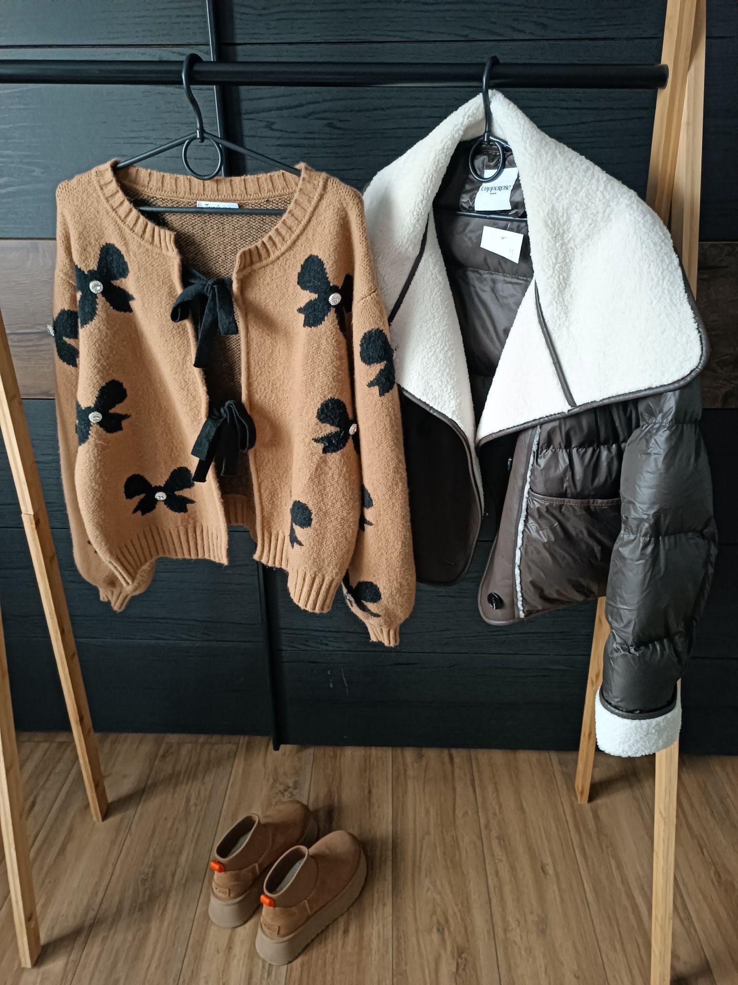 Sweter kardigan S/M/L camel kokardki