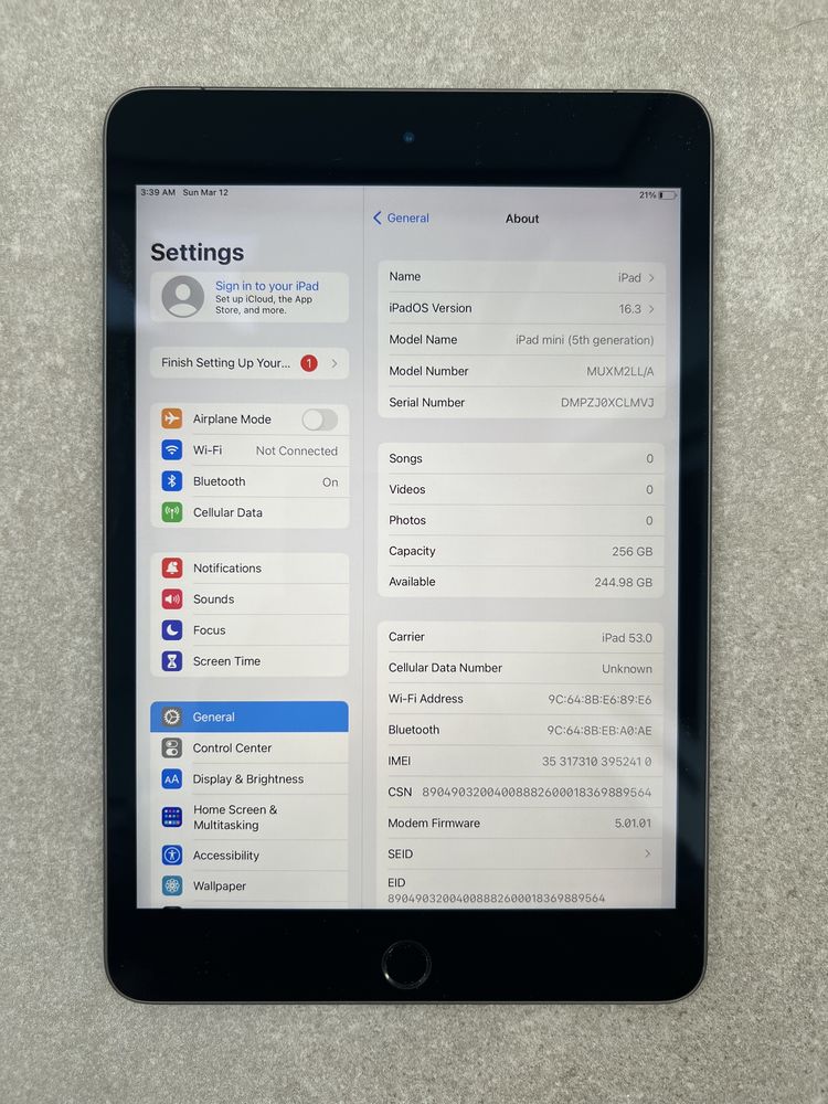 370$ iPad mini 7.9` 256gb (2019) 5gn MUXM2 + LTE IДЕАЛ