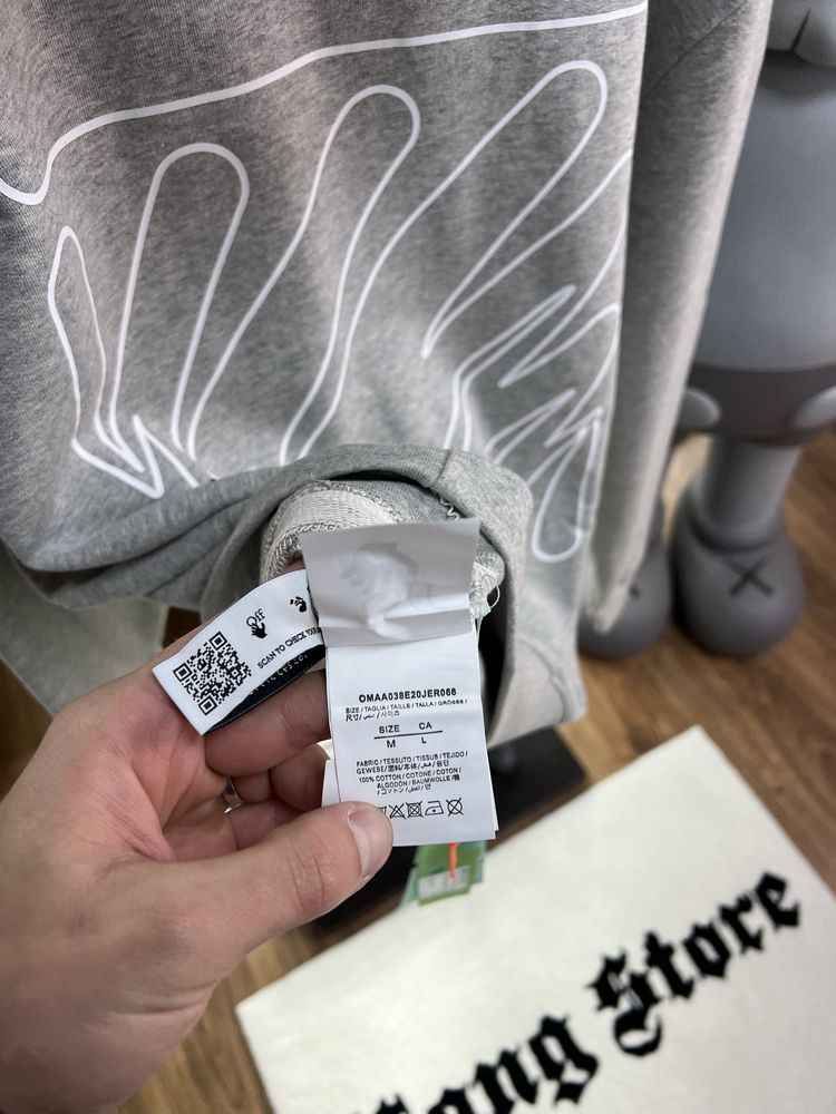 Худі Off-White c/o Virgil Abloh Wave Outline Diagonal Print Grey