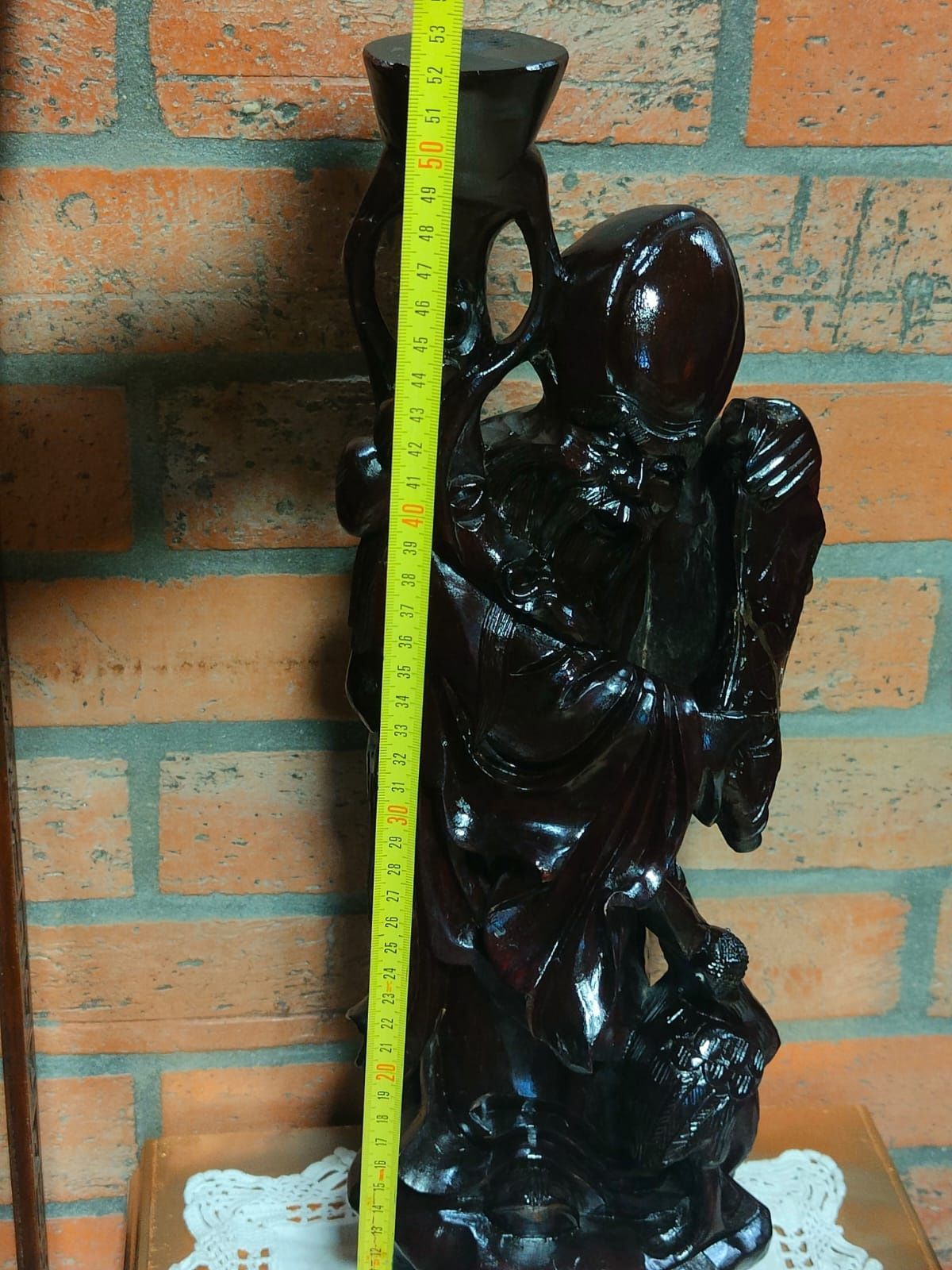 Shouxing Shou Xing Deus Chinês da Longevidade Estátua Esculpida à Mão