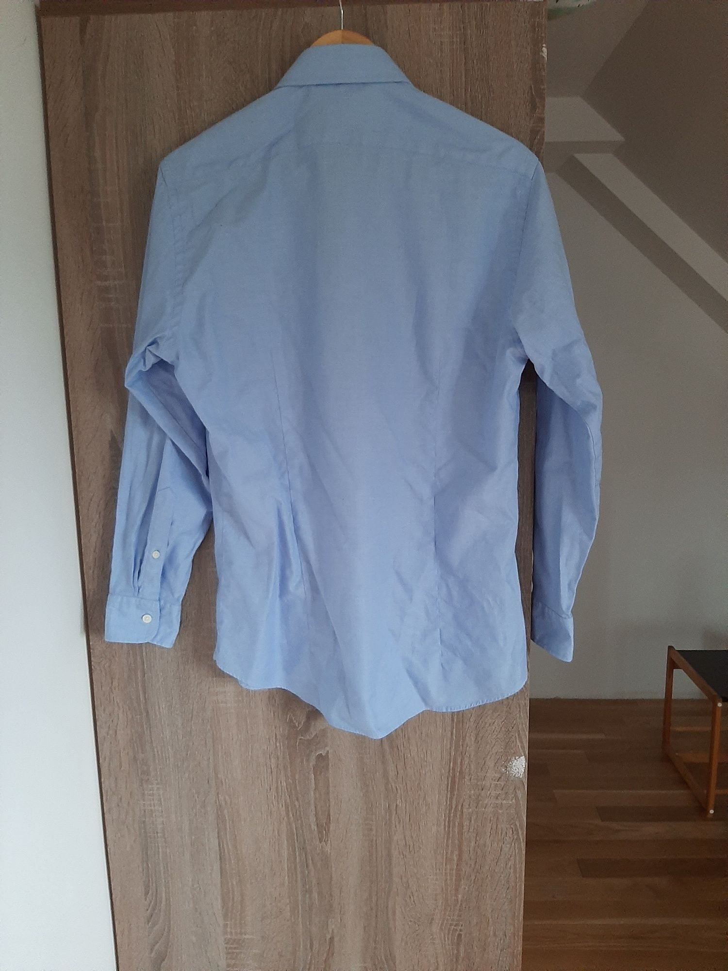 Niebieska slim fit taliowana zwężana koszula męska rozmiar L 40