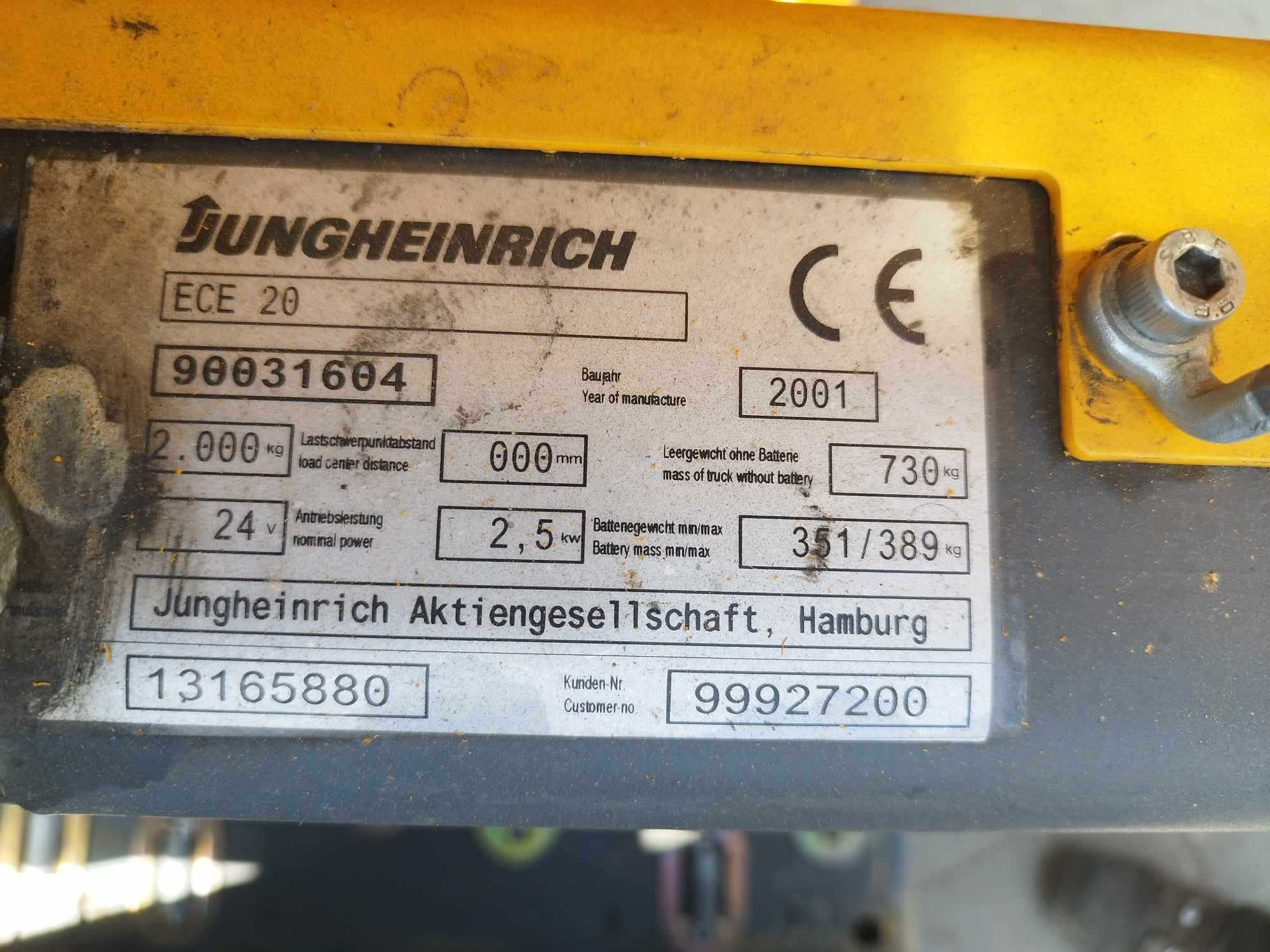 Paleciak elektryczny Jungheinrich ECE 20, 2000 kg, 24v