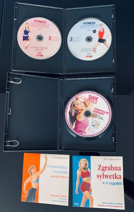 4 płyty DVD z opracowanymi treningami zestawy ćwiczeń |sport |pilates