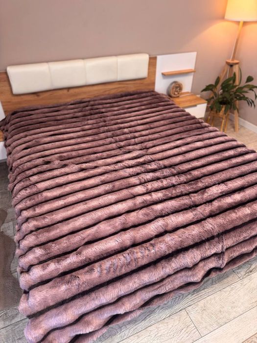 Акція 3 дні!Шикарное Покривало плед Королівська Шиншила кролик смужка