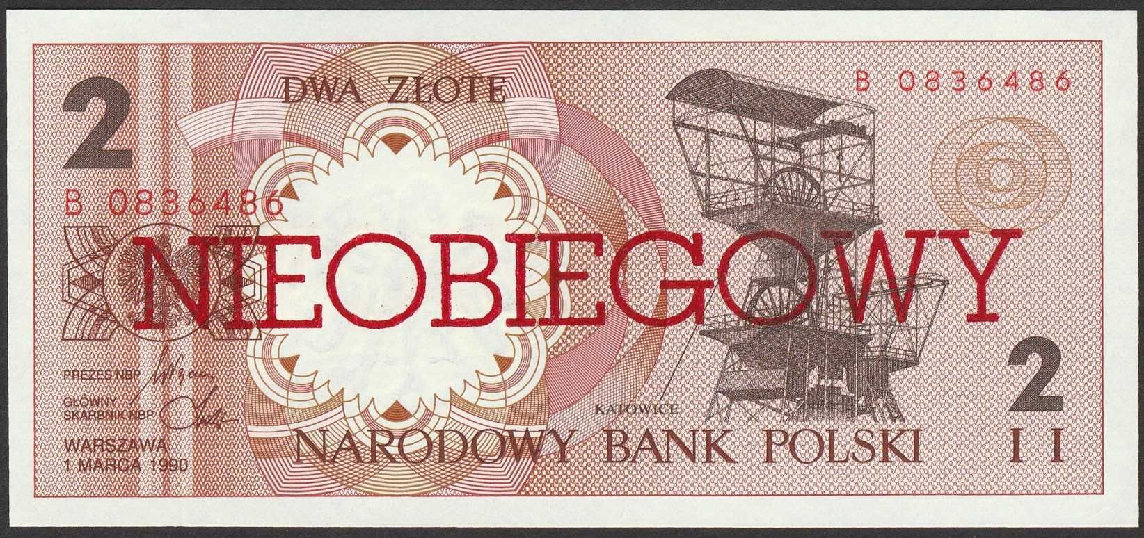 Polska 2 złote 1990 NIEOBIEGOWY - B - stan bankowy UNC