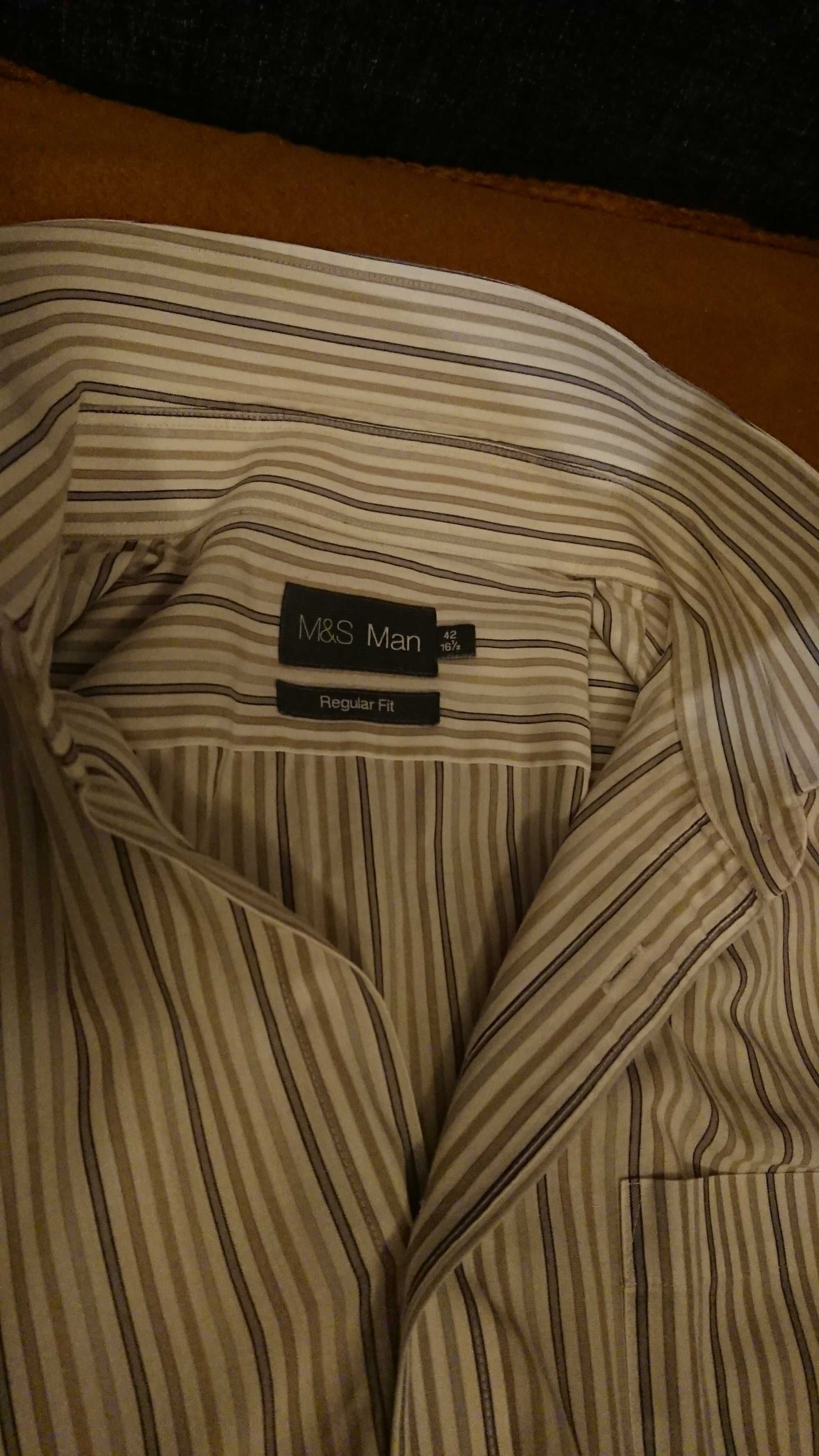 Koszula męska r. 42, 16,5, XXL Marks&Spencer długi rękaw w paski