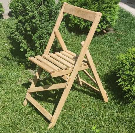 Розкладний дубовий стільчик зі спинкою, стілець садовий