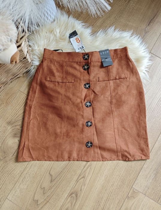 Brązowa, krótka spódnica zapinana na guziki. Rozmiar S Primark Nowa