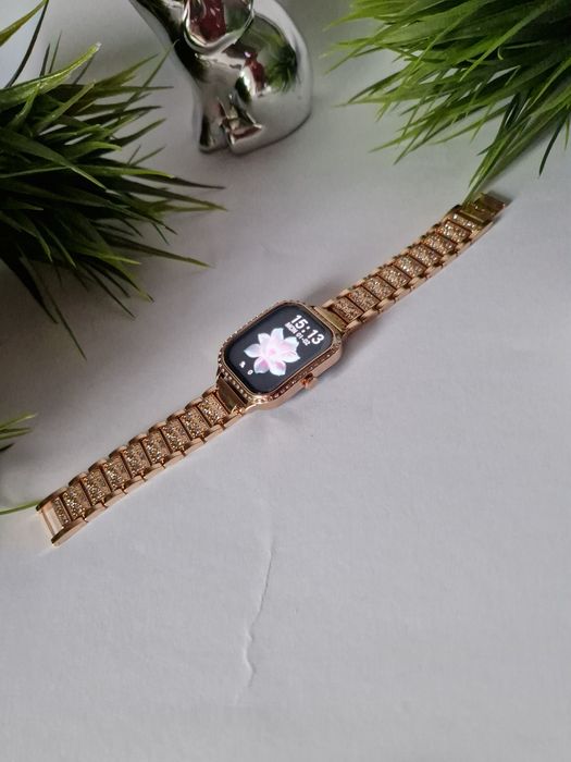 Smartwatch złoty, piękna świeca bransoletka