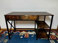 Biurko loft industrialne rustykalne vintage z szufladą i półkami