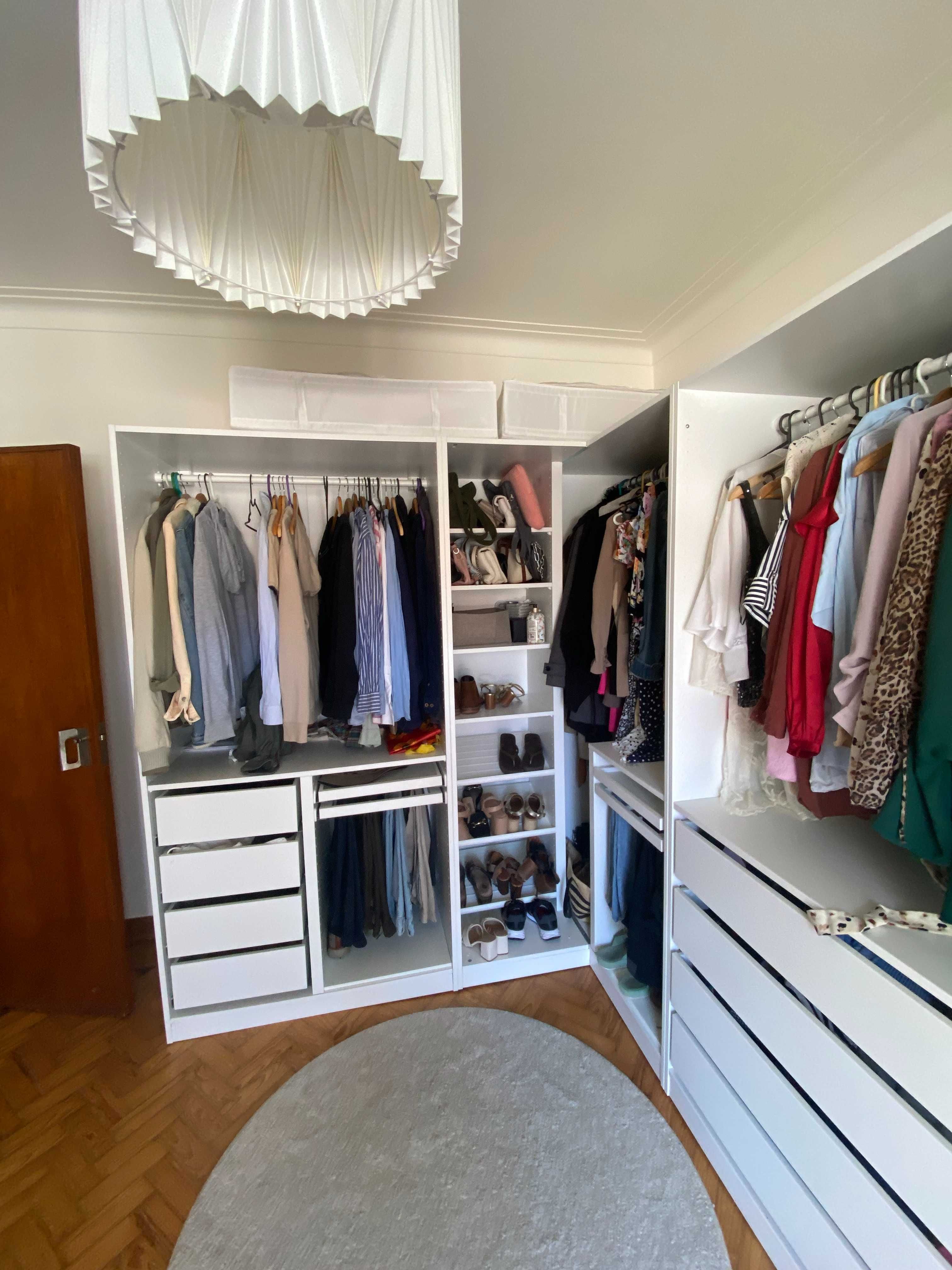 Closet IKEA - 3 Módulos c/ Gavetas, Sapateira, Cabides