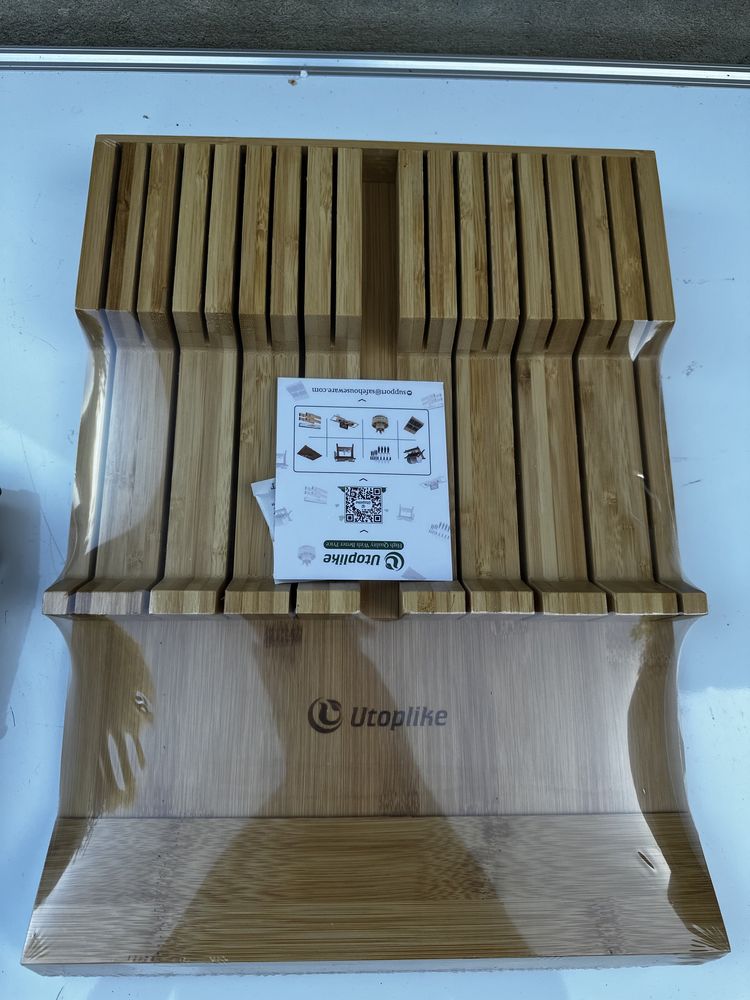 Nowy UTOPLIKE organizer na noże kuchenne, 12 noży, bambus, drewno!