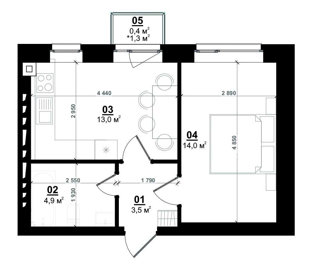 Продаж однокімнатної квартири 35 м2 в сучасному ЖК CENTER