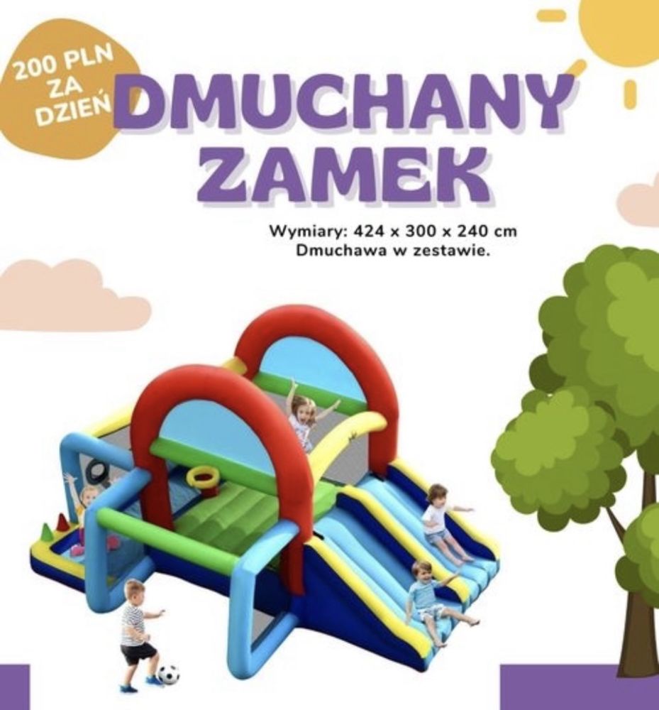 Dmuchaniec zjeżdzalnia zamek trampolina plac zabaw wynajem