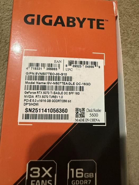 Відеокарта GIGABYTE GeForce RTX 5070 Ti EAGLE OC SFF 16G