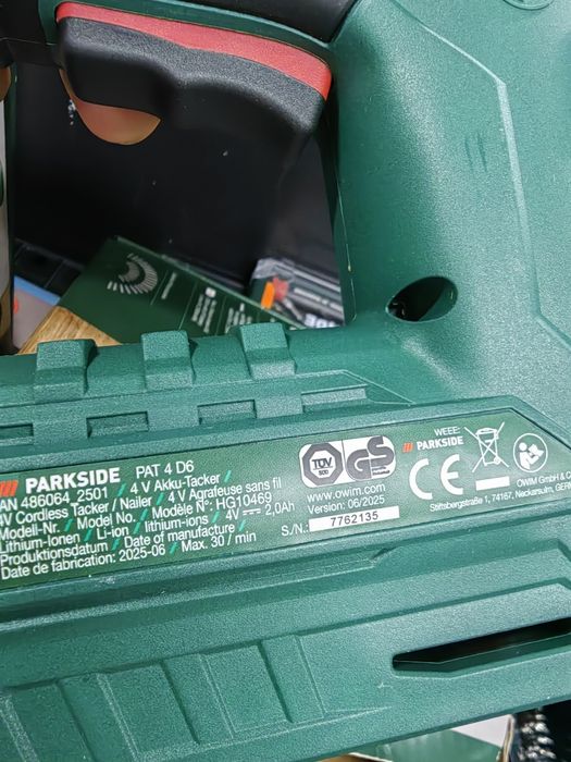 Акумуляторний степлер Parkside PAT 4 6D /аккумуляторный