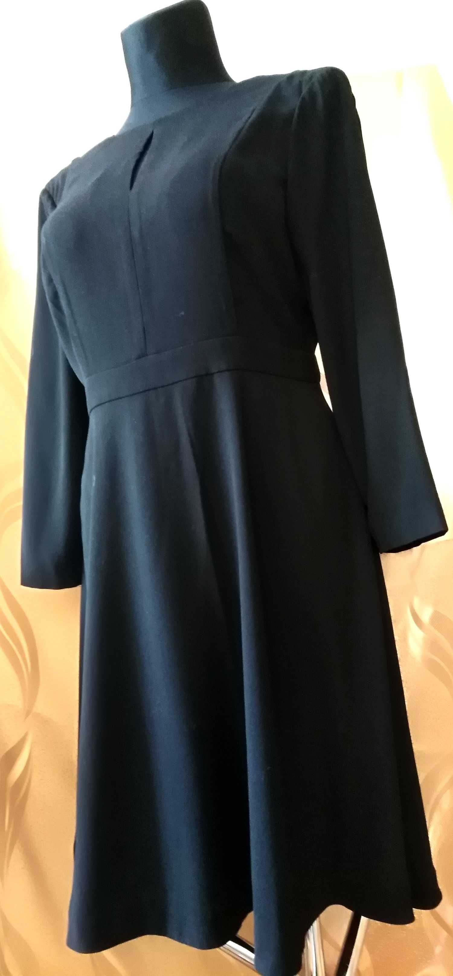 czarna sukienka 40/L Hobbs pensjonarka kołnierzyk retro marka księżnej