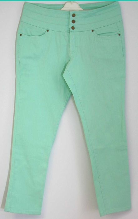 Spodnie stretch seledyn szeroki pasek Rozmiar 46