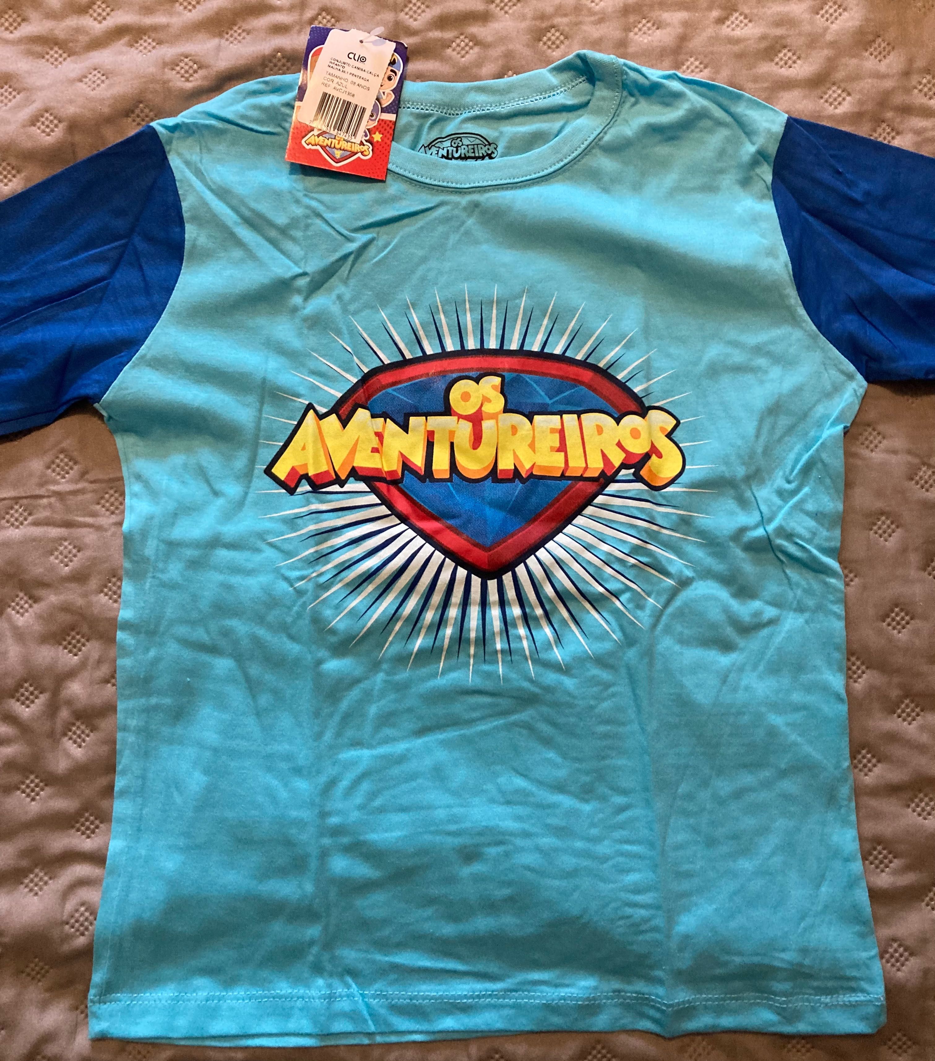 Conjunto de pijama Luccas Neto (algodão - azul - 8 anos)- novo