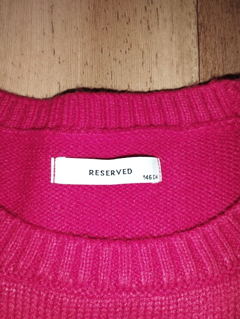 Reserved 146 czerwony sweter ciepły świąteczny jednorożec