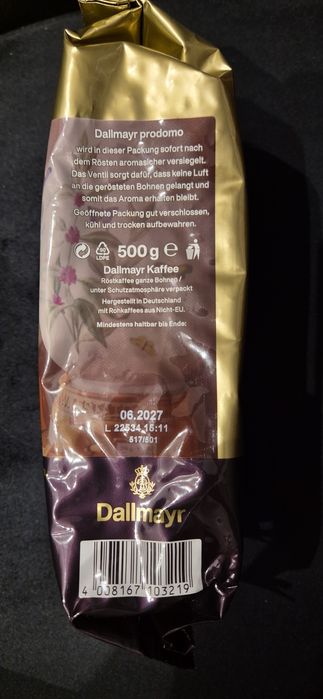 Dallmayr Prodomo kawa ziarnista 500 g Import z Niemiec 100% Arabica