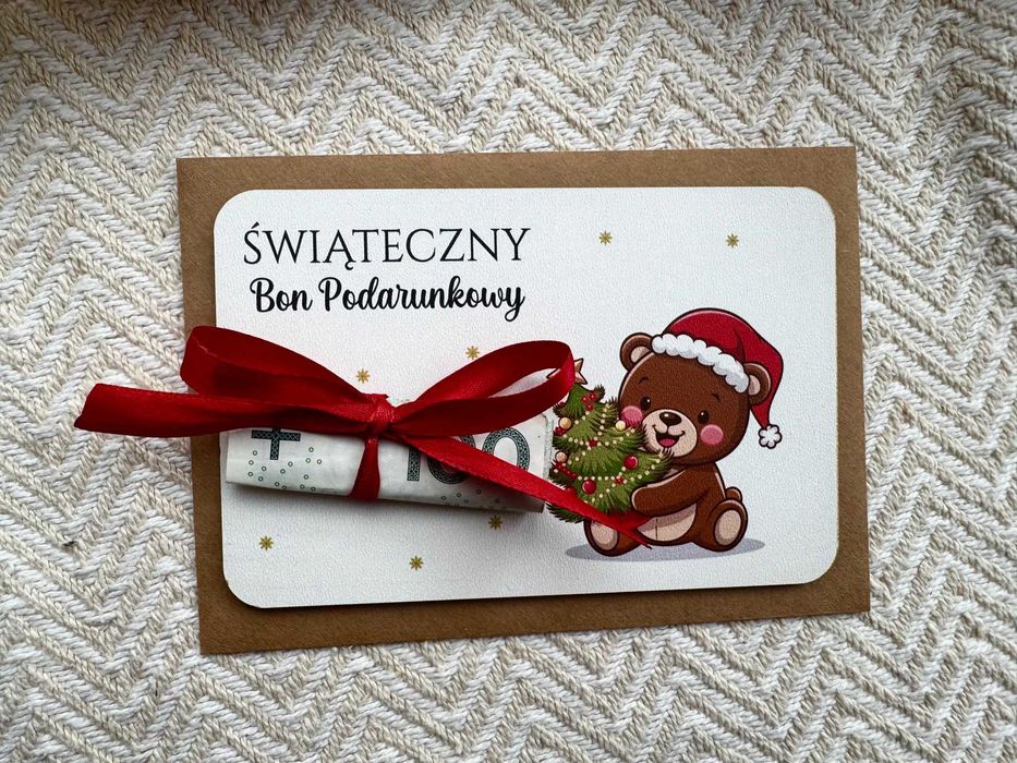 Świąteczny Bon Podarunkowy prezent Voucher, prezenty świąteczne bon