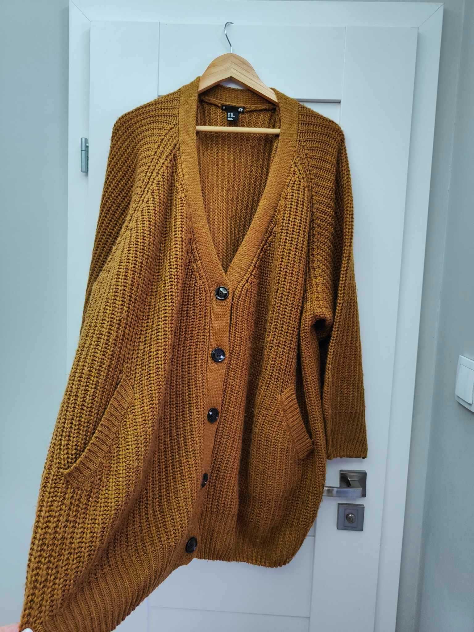 musztardowy brązowy sweterek kardigan XXXL 3XL H&M