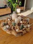 Stroik świąteczny bożonarodzeniowy juta handmade