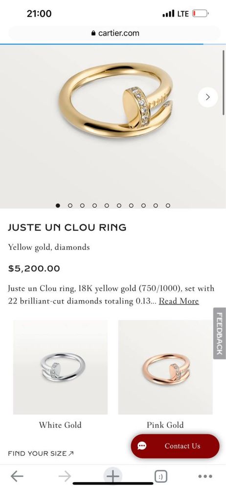 Золотое Кольцо в стиле JUSTE UN CLOU с бриллиантами
